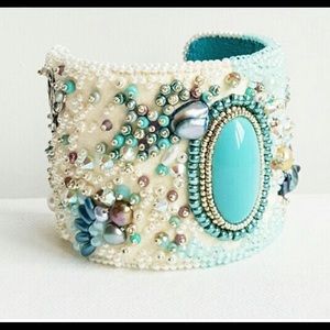 Hand beaded bracelet cuff